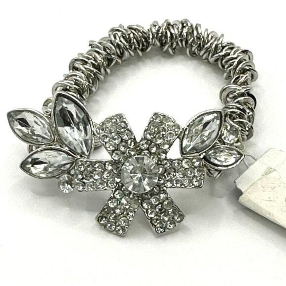 Simply Vera by Vera Wang Silver Tone Stretch Chain Rhinestone Bracelet